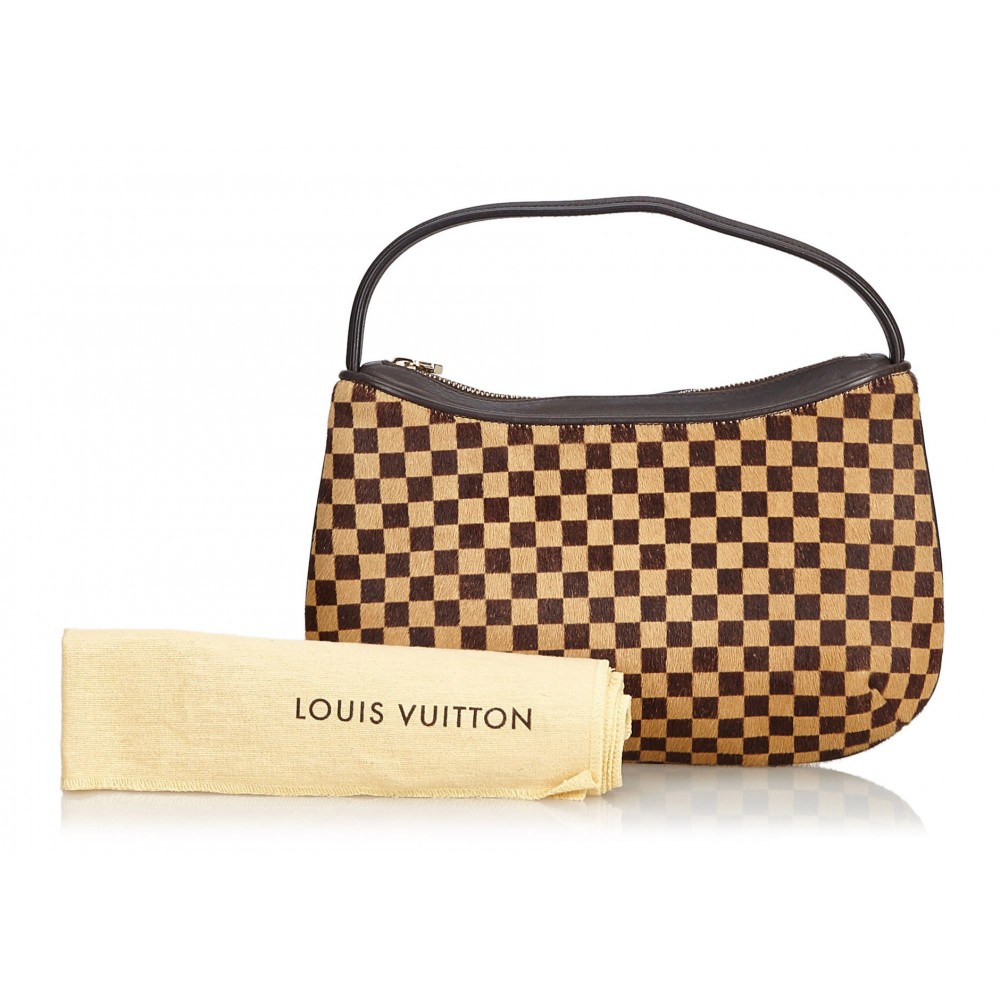 Louis Vuitton c.2000 “Sauvage Tigre” Brown Damier Pony Hair Leather Baguette  at 1stDibs