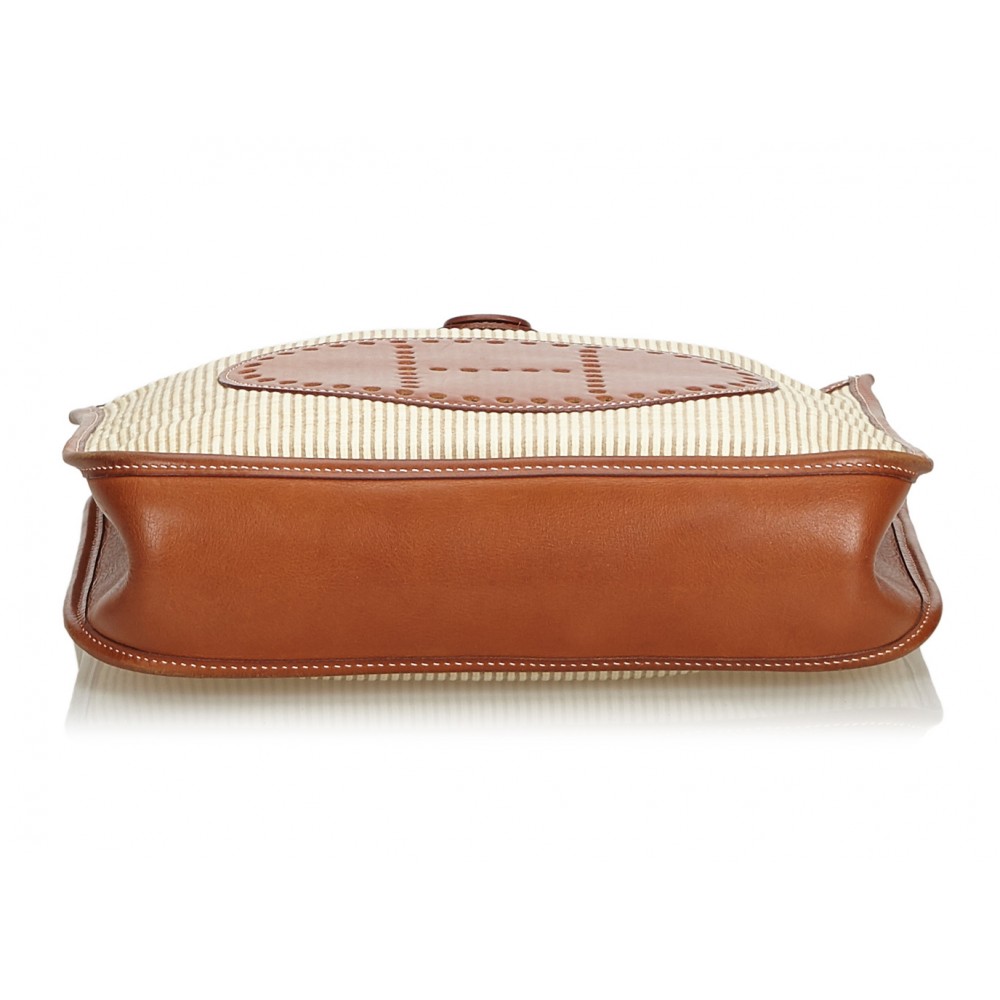 Hermès Vintage - Canvas Evelyne GM Bag - Brown - Leather Handbag