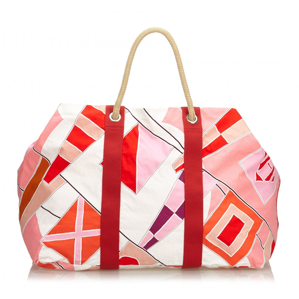 Hermès Vintage - Drapeaux Au Vent Travel Bag - Red - Fabric and