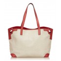Cartier Vintage - Canvas Marcello De Cartier Tote Bag - Ivory Red - Fabric, Leather and Python Leather Bag - Luxury High Quality