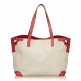 Cartier Vintage - Canvas Marcello De Cartier Tote Bag - Ivory Red - Fabric, Leather and Python Leather Bag - Luxury High Quality