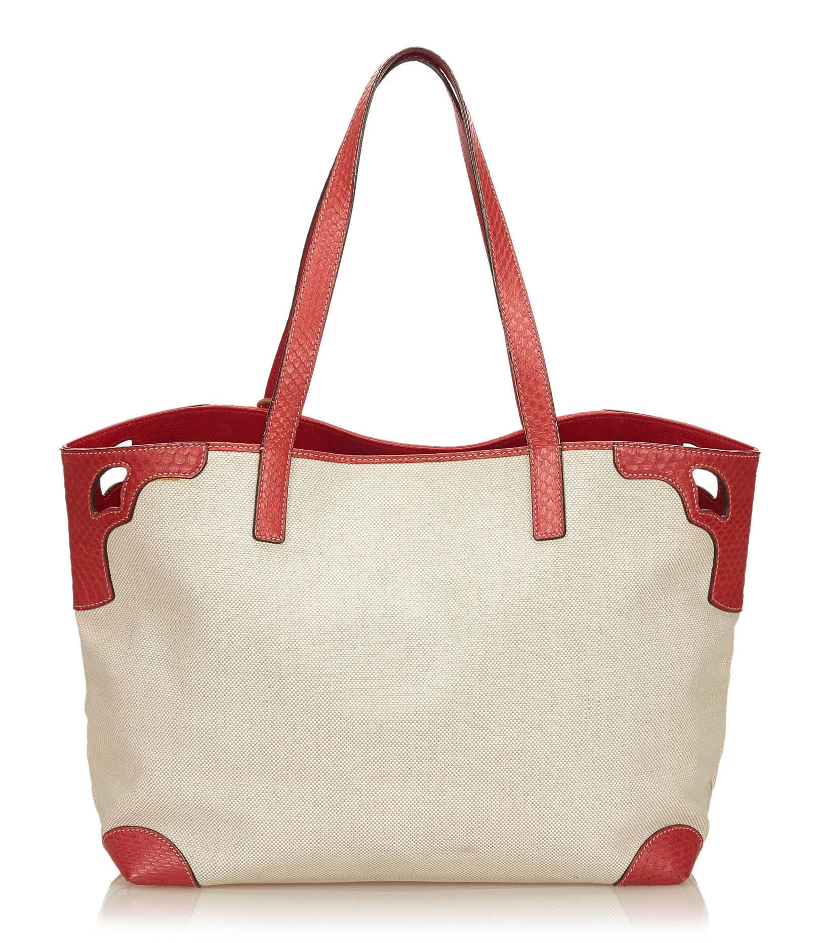 Cartier Vintage - Canvas Marcello De Cartier Tote Bag - Ivory Red - Fabric,  Leather and Python Leather Bag - Luxury High Quality - Avvenice