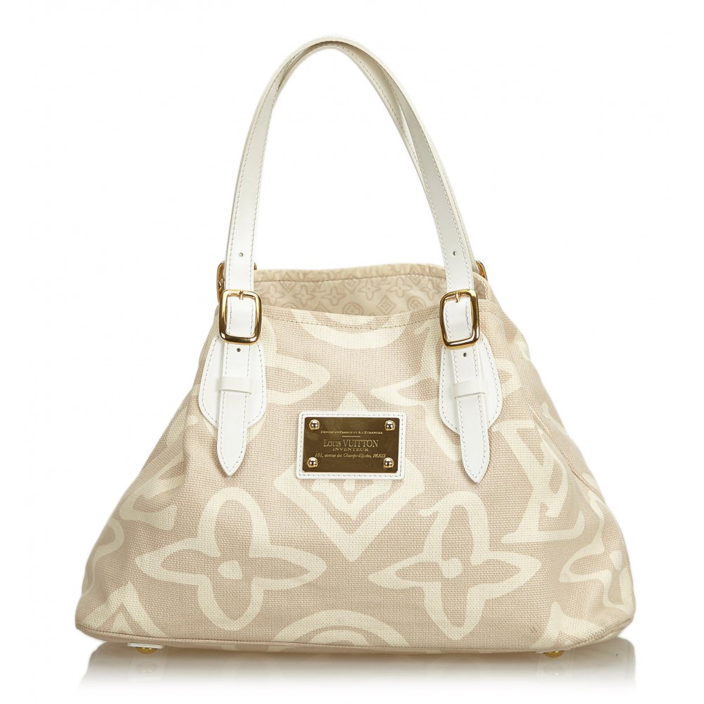 Louis Vuitton Vintage - Tahitienne Cabas PM Bag - Brown Beige - Canvas and Leather Handbag ...