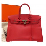 Hermès Vintage - Epsom Birkin 35 Bag - Red - Leather and Calf Handbag - Luxury High Quality