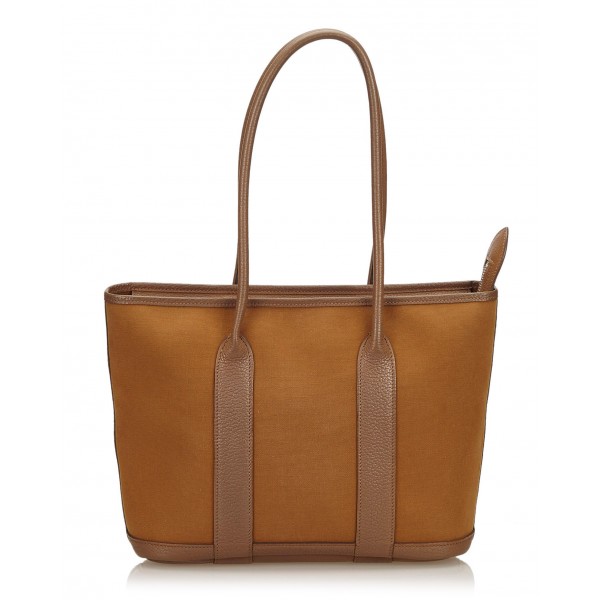 Hermès Vintage - Garden Zip PM Bag - Brown - Leather and Canvas Handbag - Luxury High Quality