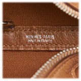 Hermès Vintage - Garden Zip PM Bag - Marrone - Borsa in Pelle e Tessuto - Alta Qualità Luxury