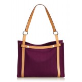 Hermès Vintage - Cabalicol Canvas Tote Bag - Purple Brown - Leather and Canvas Handbag - Luxury High Quality