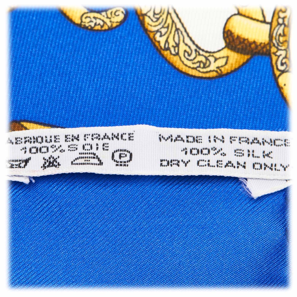 Hermès Vintage - Le Tambours Silk Scarf - Blue Navy Multi - Silk