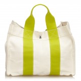 Hermès Vintage - Sac Deauville PM Tote Bag - White Light Green - Canvas Handbag - Luxury High Quality