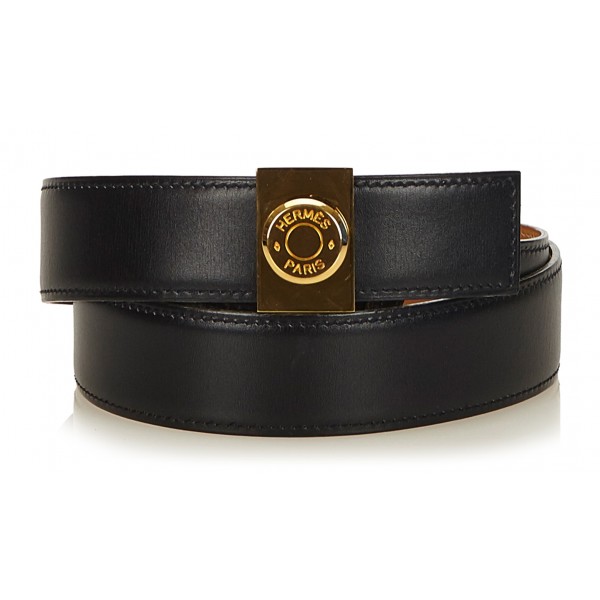 Hermès Vintage - Leather Clou De Selle Belt - Black Gold - Leather Belt - Luxury  High Quality - Avvenice