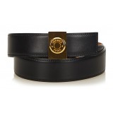 Hermès Vintage - Leather Clou De Selle Belt - Black Gold - Leather Belt - Luxury High Quality