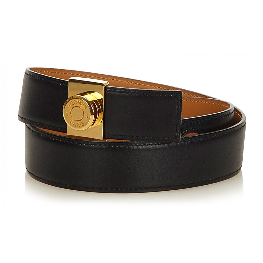 Hermès Vintage - Leather Clou De Selle Belt - Black Gold - Leather Belt ...