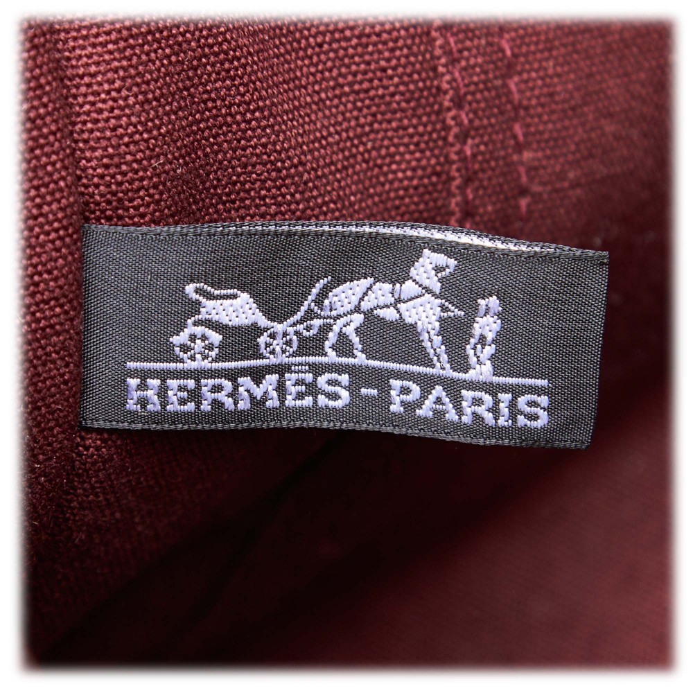 Hermes Fourre Tout Half Leather Canvas Tote Hand Bag Bordeaux A2229