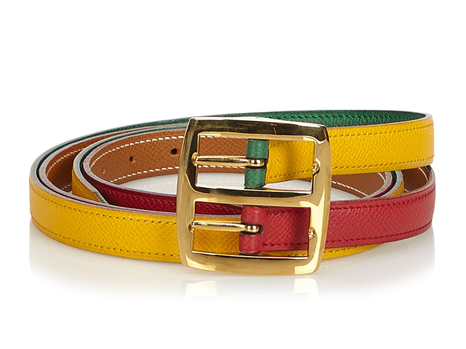 Hermès Yellow & Orange Thin H Belt - Vintage Lux