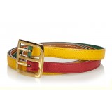 Hermès Vintage - Leather Belt - Rosso Giallo - Cintura in Pelle - Alta Qualità Luxury