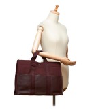 Hermès Vintage - Leather Base Fourre Tout MM Bag - Red Bordeaux Brown - Leather and Canvas Handbag - Luxury High Quality