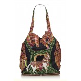 Hermès Vintage - Silky Pop Tote Bag - Brown Multi - Leather Canvas Silk Handbag - Luxury High Quality