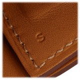 Hermès Vintage - Leather Creneau Cuff - Marrone Chiaro Oro - Bracciale in Pelle - Alta Qualità Luxury