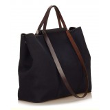 Hermès Vintage - Canvas Cabag Tote Bag - Blu Marrone - Borsa in Pelle e Tessuto - Alta Qualità Luxury