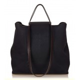 Hermès Vintage - Canvas Cabag Tote Bag - Blu Marrone - Borsa in Pelle e Tessuto - Alta Qualità Luxury