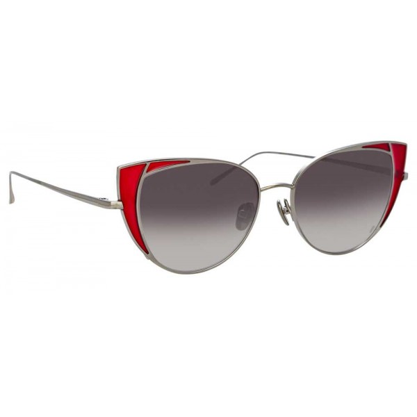 Linda Farrow - 855 C5 Cat Eye Sunglasses - White Gold and Crimson - Linda Farrow Eyewear