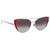 Linda Farrow - Occhiali da Sole Cat Eye 855 C5 - Oro Bianco e Cremisi - Linda Farrow Eyewear