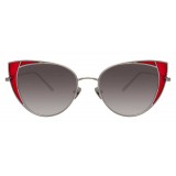 Linda Farrow - 855 C5 Cat Eye Sunglasses - White Gold and Crimson - Linda Farrow Eyewear