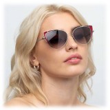 Linda Farrow - Occhiali da Sole Cat Eye 855 C5 - Oro Bianco e Cremisi - Linda Farrow Eyewear