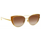 Linda Farrow - 855 C2 Cat Eye Sunglasses - Yellow Gold and Tobacco - Linda Farrow Eyewear