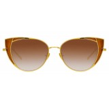 Linda Farrow - 855 C2 Cat Eye Sunglasses - Yellow Gold and Tobacco - Linda Farrow Eyewear