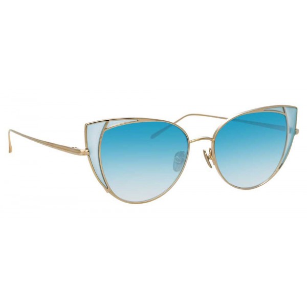 Linda Farrow - 855 C7 Cat Eye Sunglasses - Light Gold and Blue - Linda Farrow Eyewear
