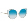 Linda Farrow - 854 C7 Cat Eye Sunglasses - Light Gold and Blue - Linda Farrow Eyewear