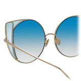 Linda Farrow - Occhiali da Sole Cat Eye 854 C7 - Oro Chiaro e Blu - Linda Farrow Eyewear