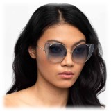 Linda Farrow - Occhiali da Sole Cat Eye 854 C7 - Oro Chiaro e Blu - Linda Farrow Eyewear