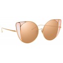 Linda Farrow - Occhiali da Sole Cat Eye 854 C6 - Oro Rosa e Pesca - Linda Farrow Eyewear