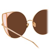 Linda Farrow - Occhiali da Sole Cat Eye 854 C6 - Oro Rosa e Pesca - Linda Farrow Eyewear