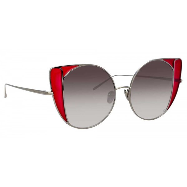 Linda Farrow - 854 C5 Cat Eye Sunglasses - White Gold and Crimson - Linda Farrow Eyewear