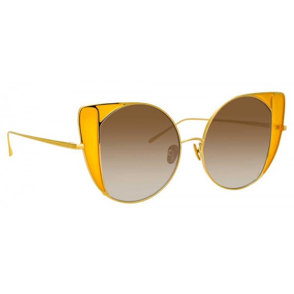 Linda Farrow - 854 C3 Cat Eye Sunglasses - Yellow Gold and Yellow - Linda Farrow Eyewear