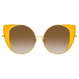 Linda Farrow - Occhiali da Sole Cat Eye 854 C3 - Oro Giallo e Giallo - Linda Farrow Eyewear