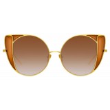 Linda Farrow - 854 C2 Cat Eye Sunglasses - Yellow Gold and Tobacco - Linda Farrow Eyewear