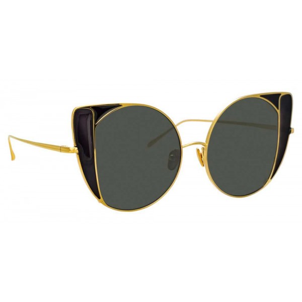 Linda Farrow - 854 C1 Cat Eye Sunglasses - Yellow Gold and Black - Linda Farrow Eyewear