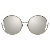 Linda Farrow - Occhiali da Sole Rotondi 851 C2 - Oro Bianco - Linda Farrow Eyewear