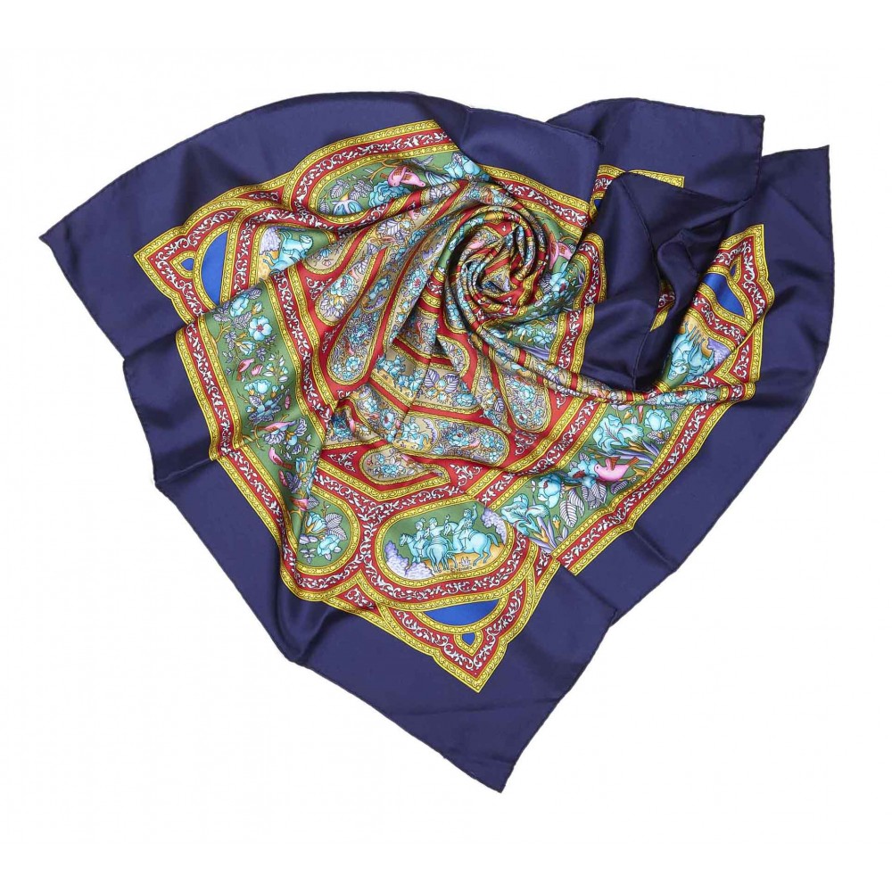 Hermes Paisley Printed Silk Square Handkerchief