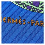 Hermès Vintage - Art Des Steppes Silk Scarf - Verde Blu Multi - Foulard in Seta - Alta Qualità Luxury