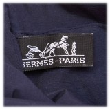 Hermès Vintage - Fourre Tout Pouch - Blue Navy - Canvas Pouch - Luxury High Quality