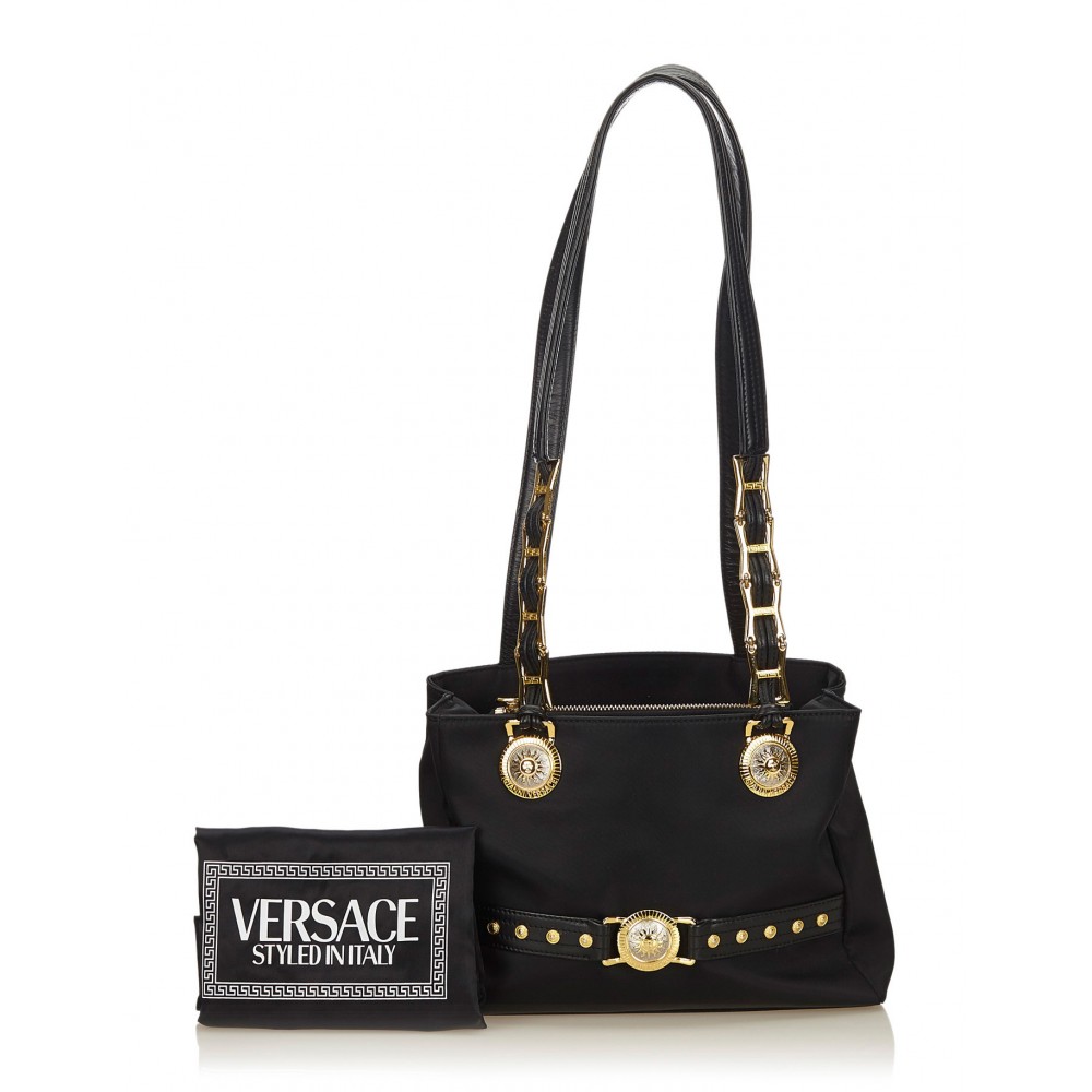 Gianni Versace Black Leather Vintage Studs Medusa Shoulder Bag Versace |  The Luxury Closet