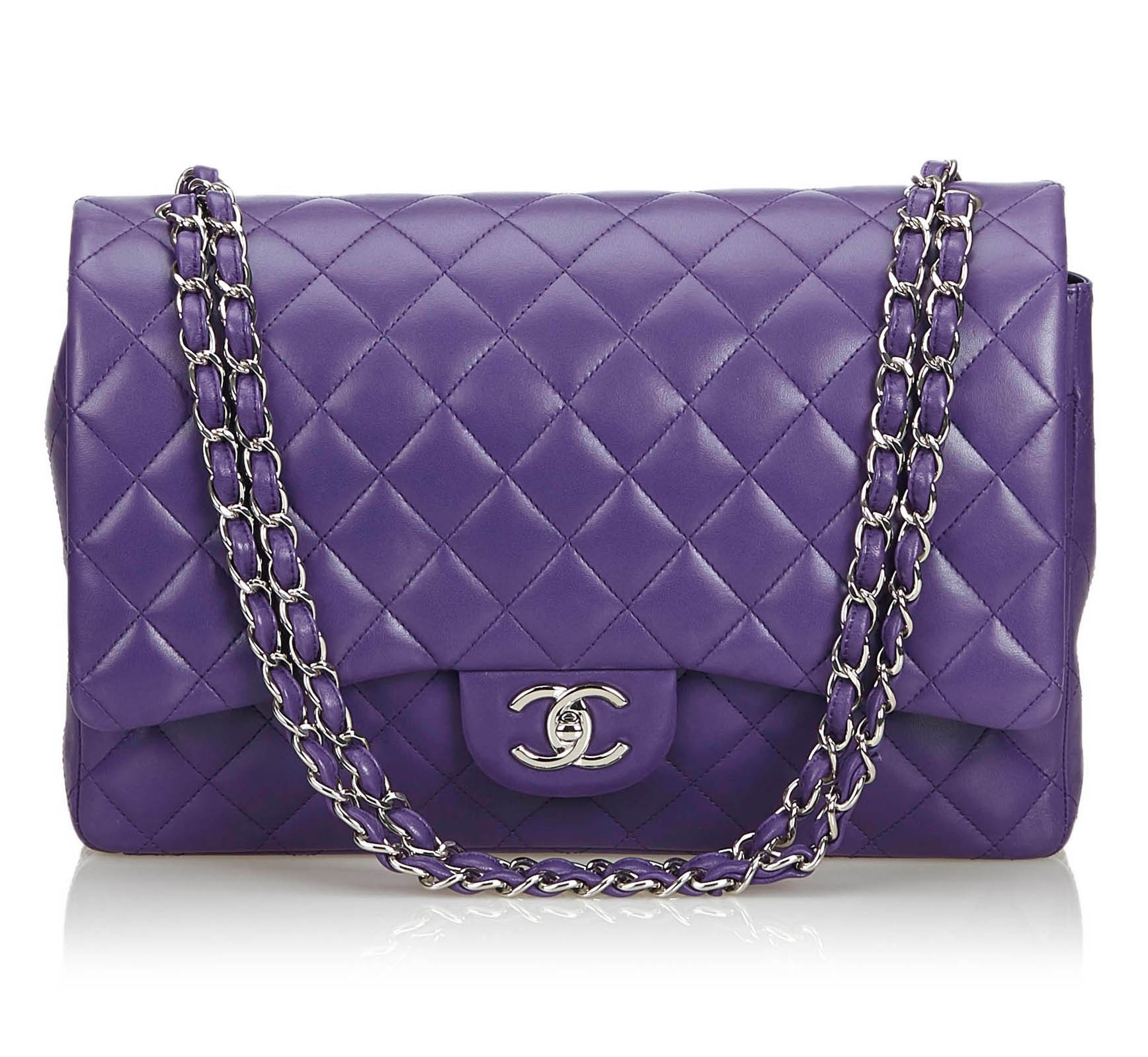 Chanel Vintage - Classic Maxi Lambskin Leather Double Flap Bag - Purple -  Leather and Lambskin Handbag - Luxury High Quality - Avvenice