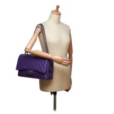Chanel Vintage - Classic Maxi Lambskin Leather Double Flap Bag - Purple - Leather and Lambskin Handbag - Luxury High Quality