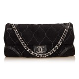 Chanel Vintage - Nubuck Leather Flap Bag - Nera - Borsa in Pelle Nabuk - Alta Qualità Luxury