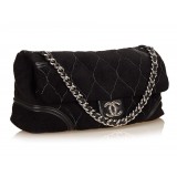 Chanel Vintage - Nubuck Leather Flap Bag - Black - Nubuck Leather Handbag - Luxury High Quality